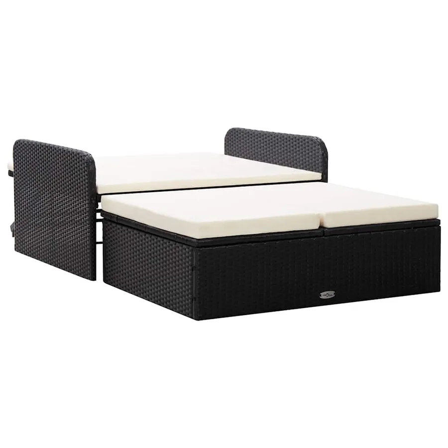 Salon de jardin 2 pcs avec coussins Résine tressée Noir - 3