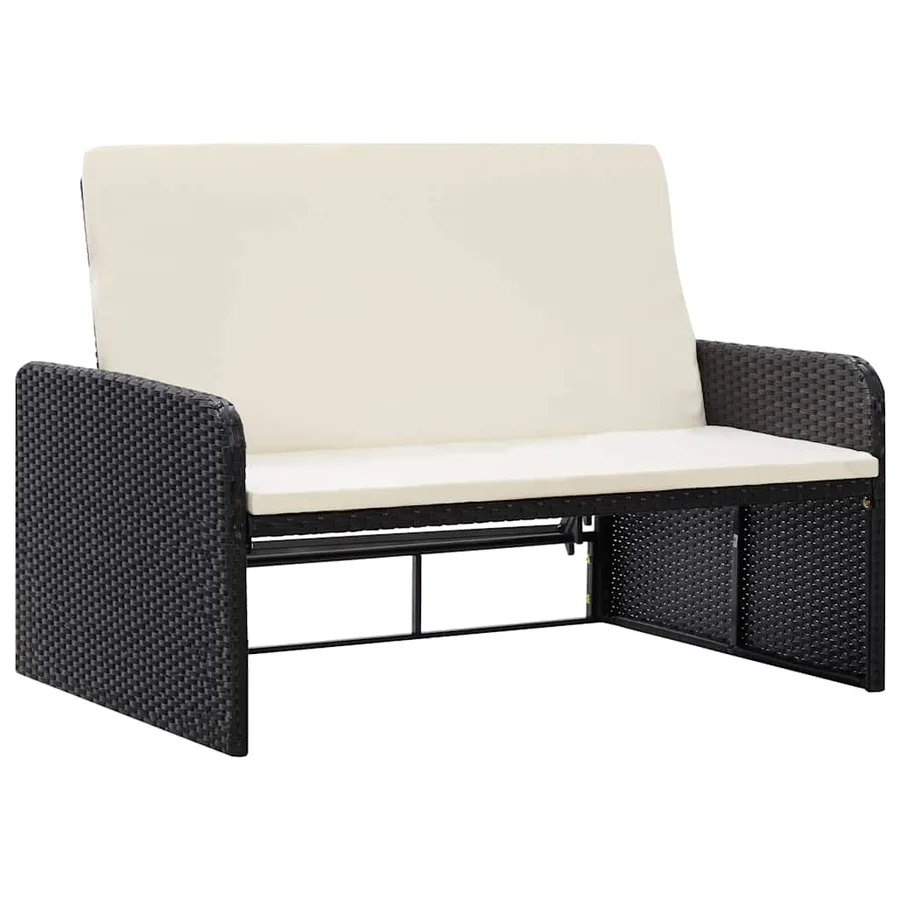 Salon de jardin 2 pcs avec coussins Résine tressée Noir - 5