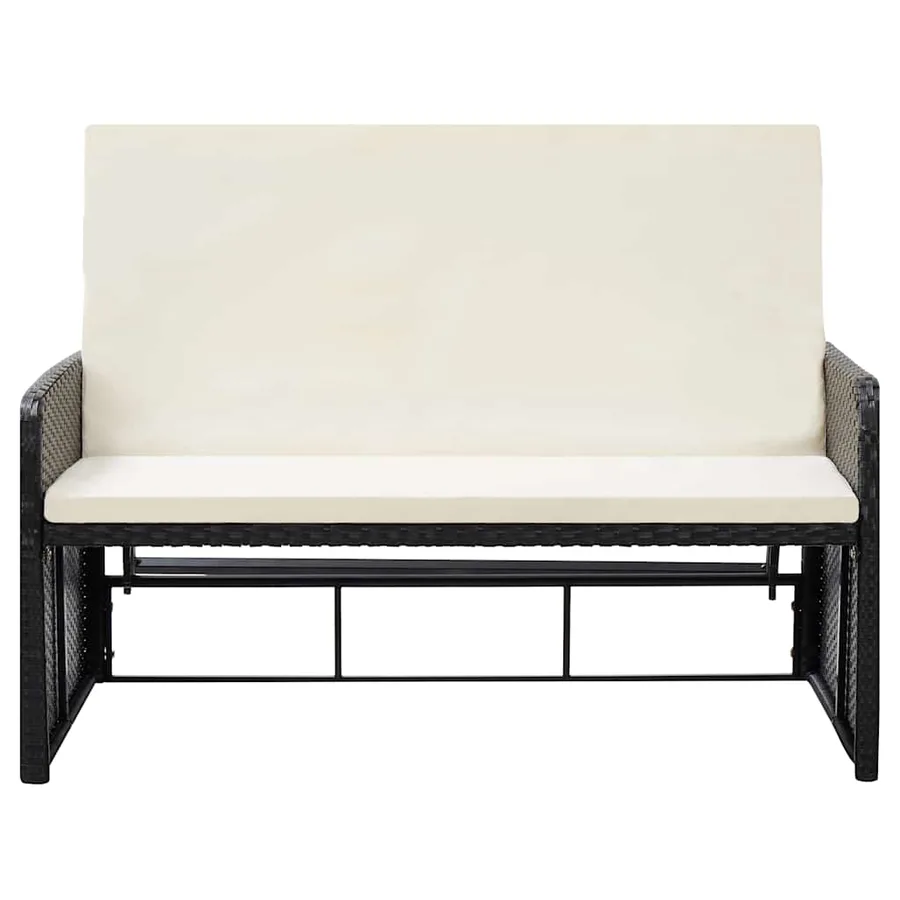 Salon de jardin 2 pcs avec coussins Résine tressée Noir - 6