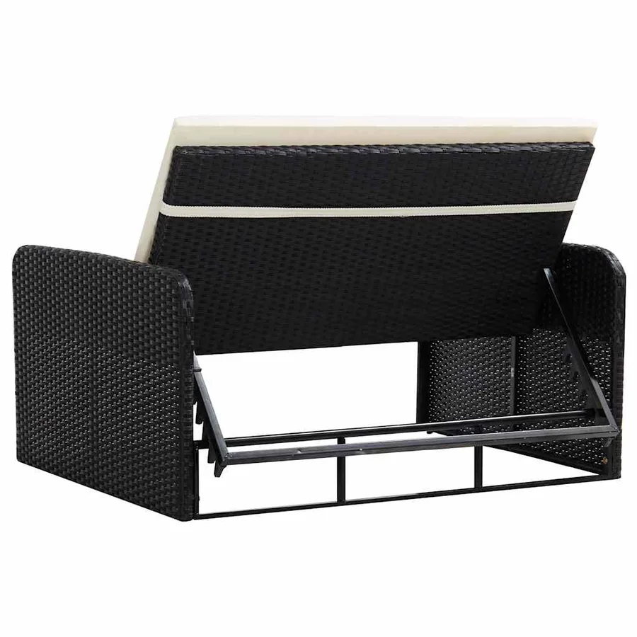 Salon de jardin 2 pcs avec coussins Résine tressée Noir - 9