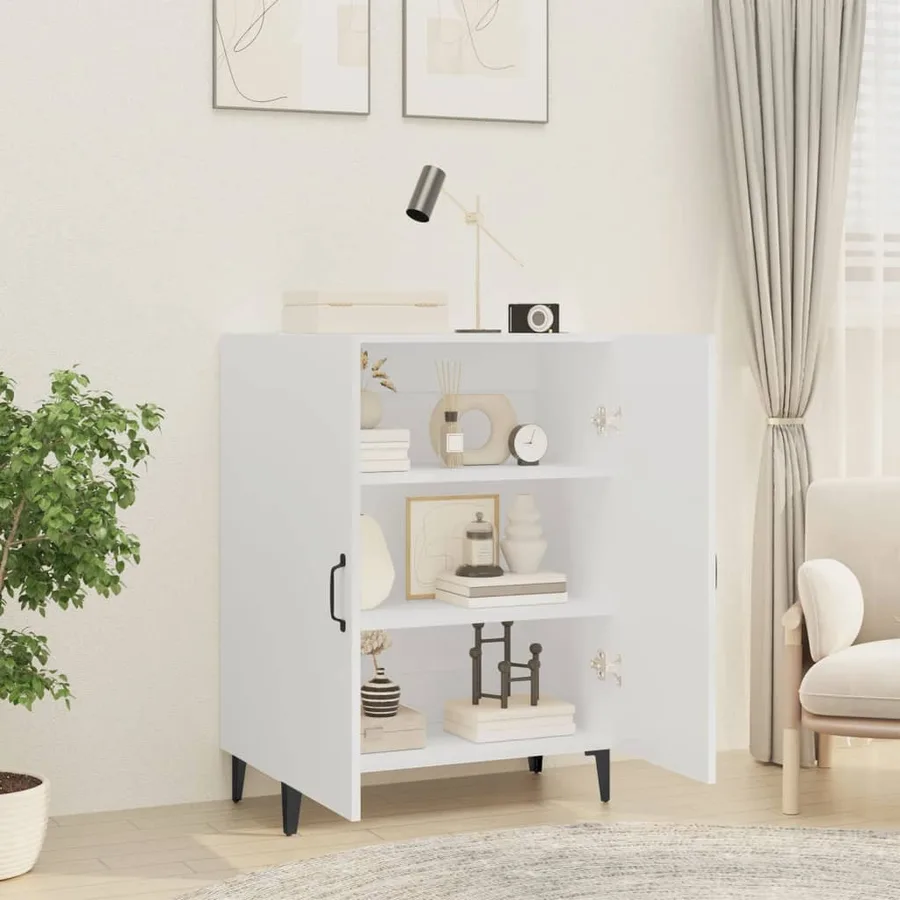 Buffet Blanc 70x34x90 cm Bois d'ingénierie - 6
