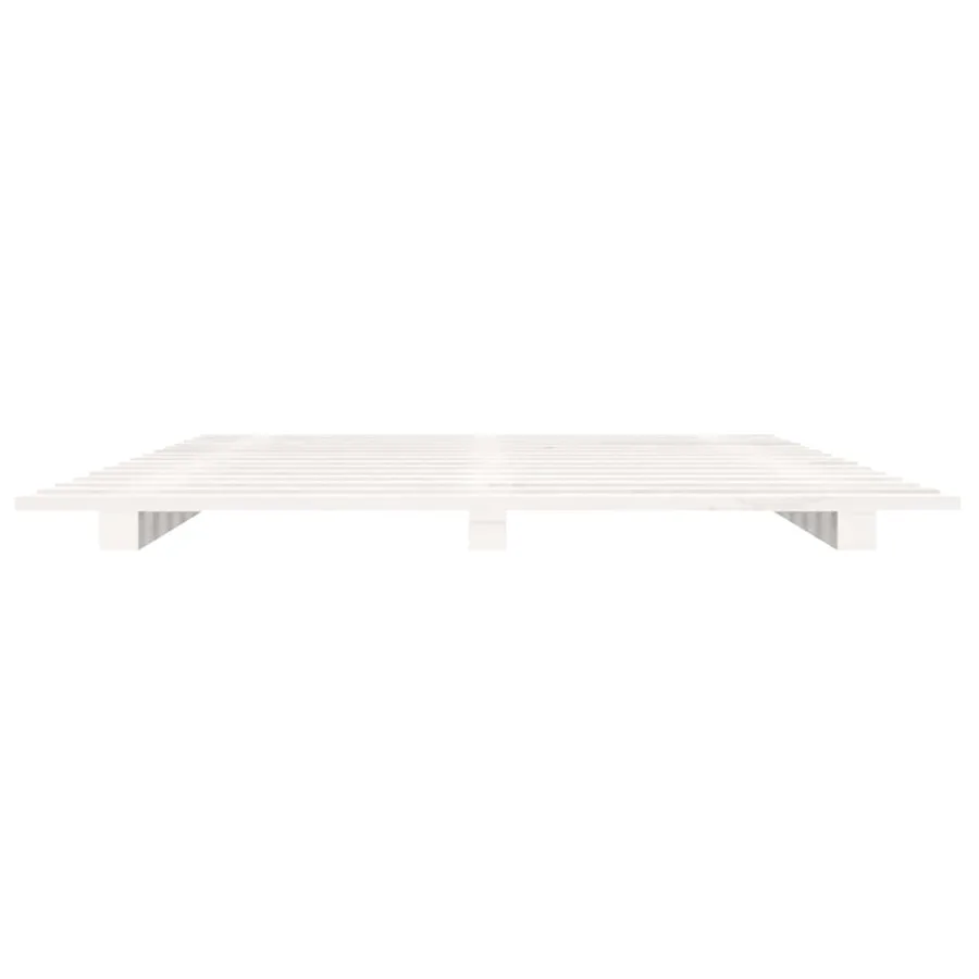 Cadre de lit sans matelas blanc 120x200 cm bois de pin massif - 5
