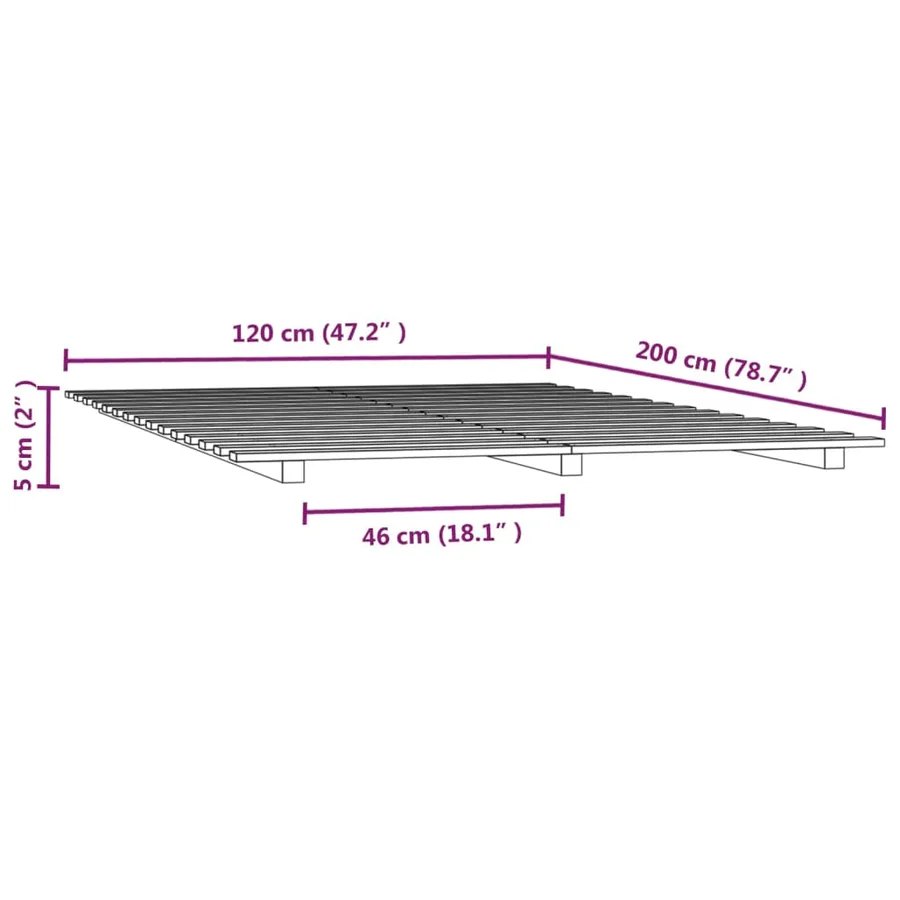 Cadre de lit sans matelas blanc 120x200 cm bois de pin massif - 8