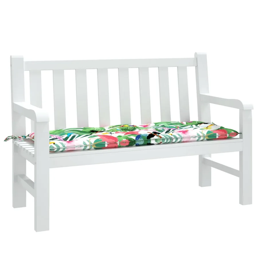 Coussin de banc de jardin carreaux multicolore 120x50x7cm tissu - 3