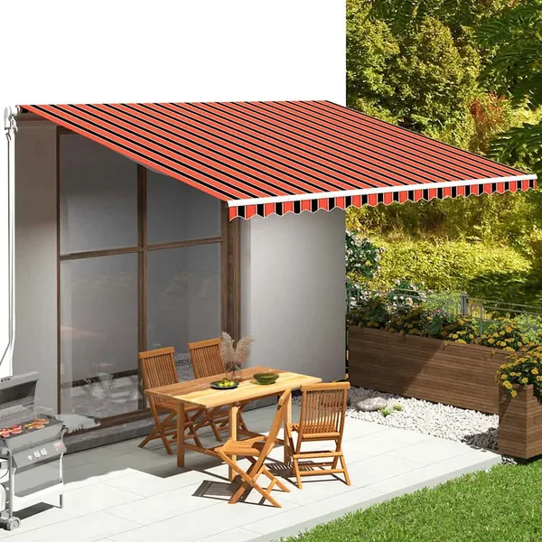 Tissu de remplacement pour auvent orange et marron 5x3,5 m polyester