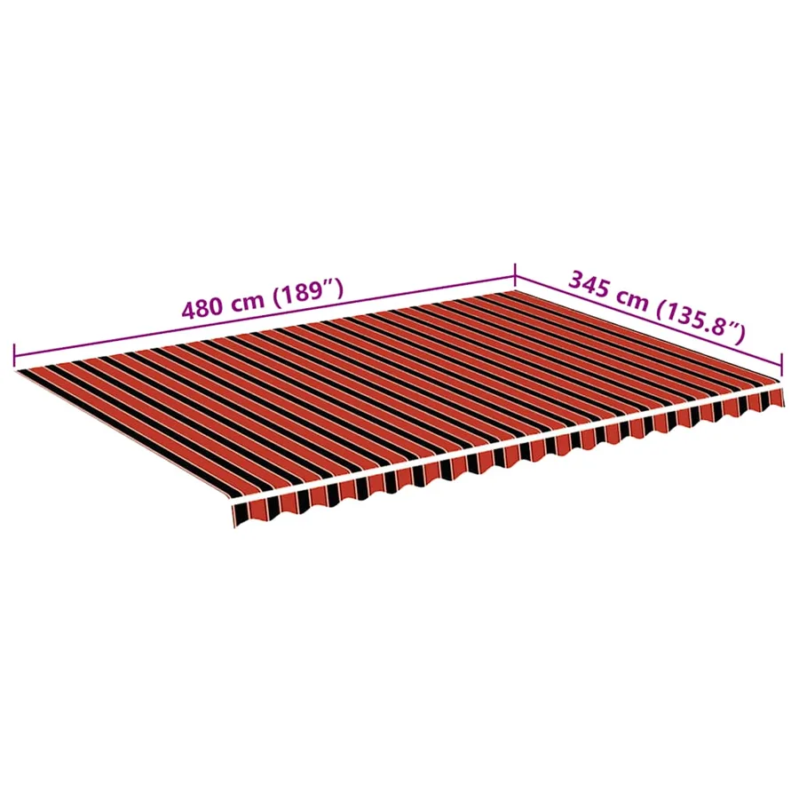 Tissu de remplacement pour auvent orange et marron 5x3,5 m polyester - 6