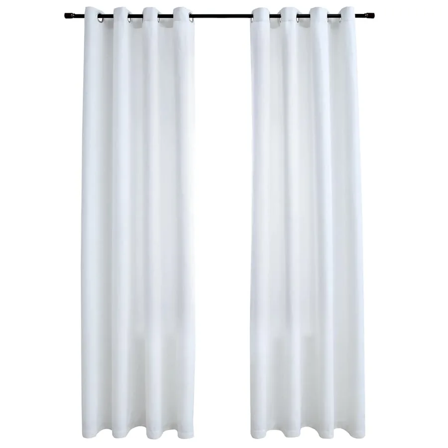 Rideau occultant et anneaux en métal 2pcs Blanc cassé 140x175cm - 2