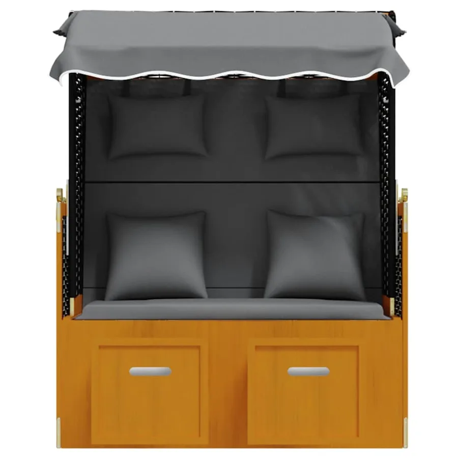 Strandkorb coussin résine tressée bois solide noir anthracite - 5