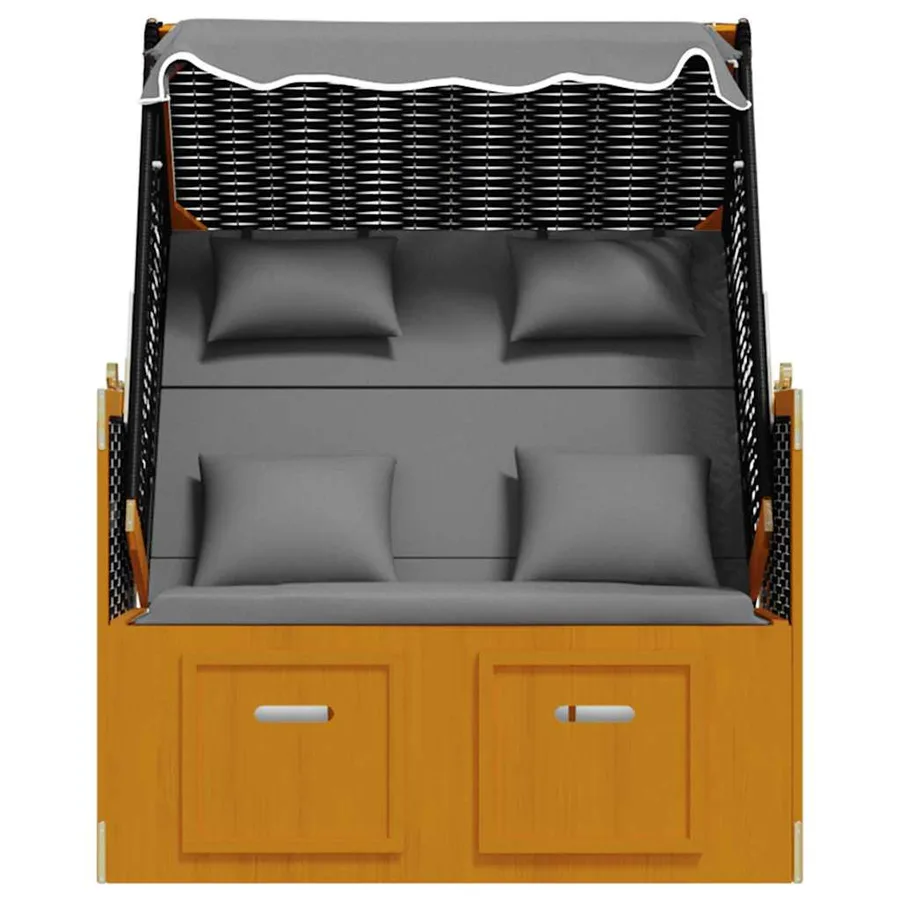 Strandkorb coussin résine tressée bois solide noir anthracite - 6