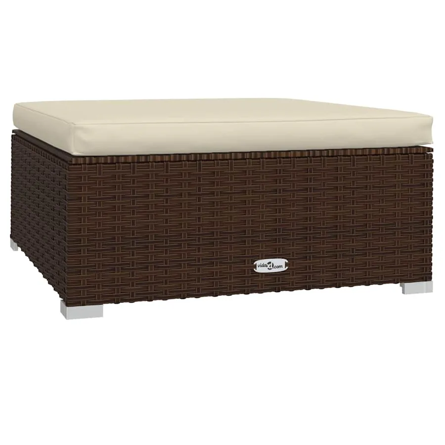 Repose-pied de jardin coussin Marron 70x70x30 cm Résine tressée - 2