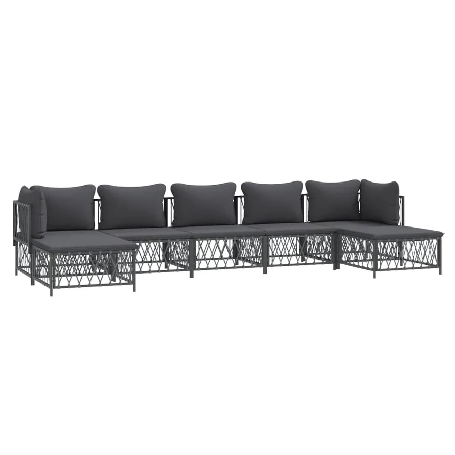 Salon de jardin 7 pcs avec coussins anthracite acier - 3