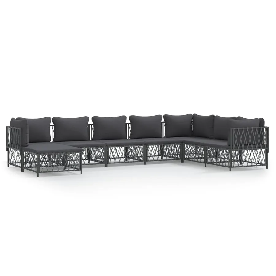 Salon de jardin 8 pcs avec coussins anthracite acier - 2