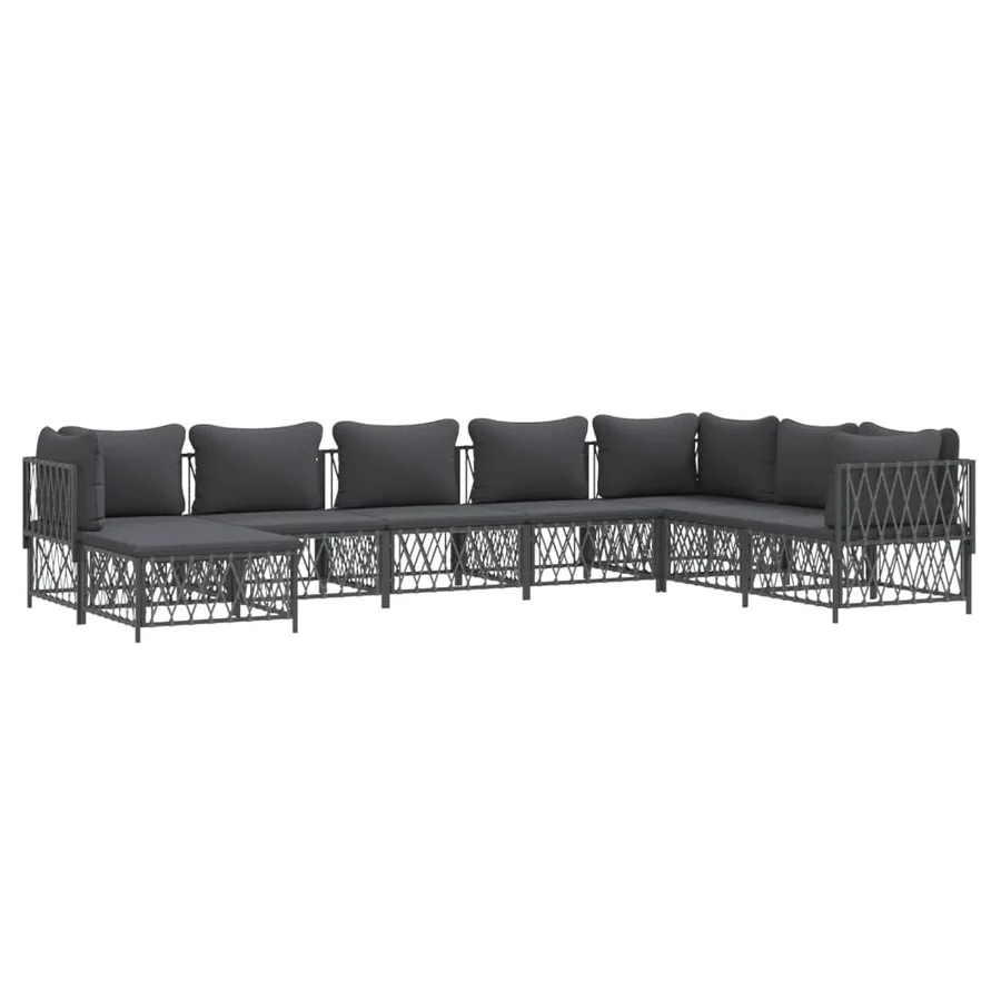 Salon de jardin 8 pcs avec coussins anthracite acier - 3