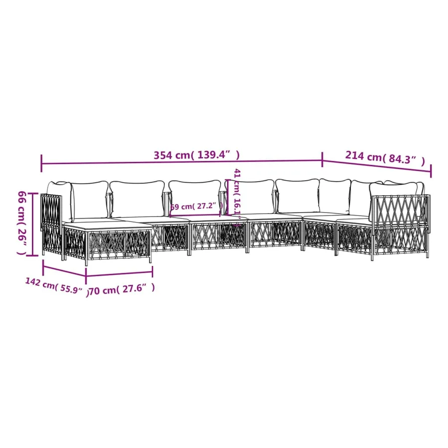 Salon de jardin 8 pcs avec coussins anthracite acier - 9
