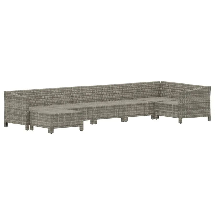 Salon de jardin 7 pcs avec coussins Gris Résine tressée - 4