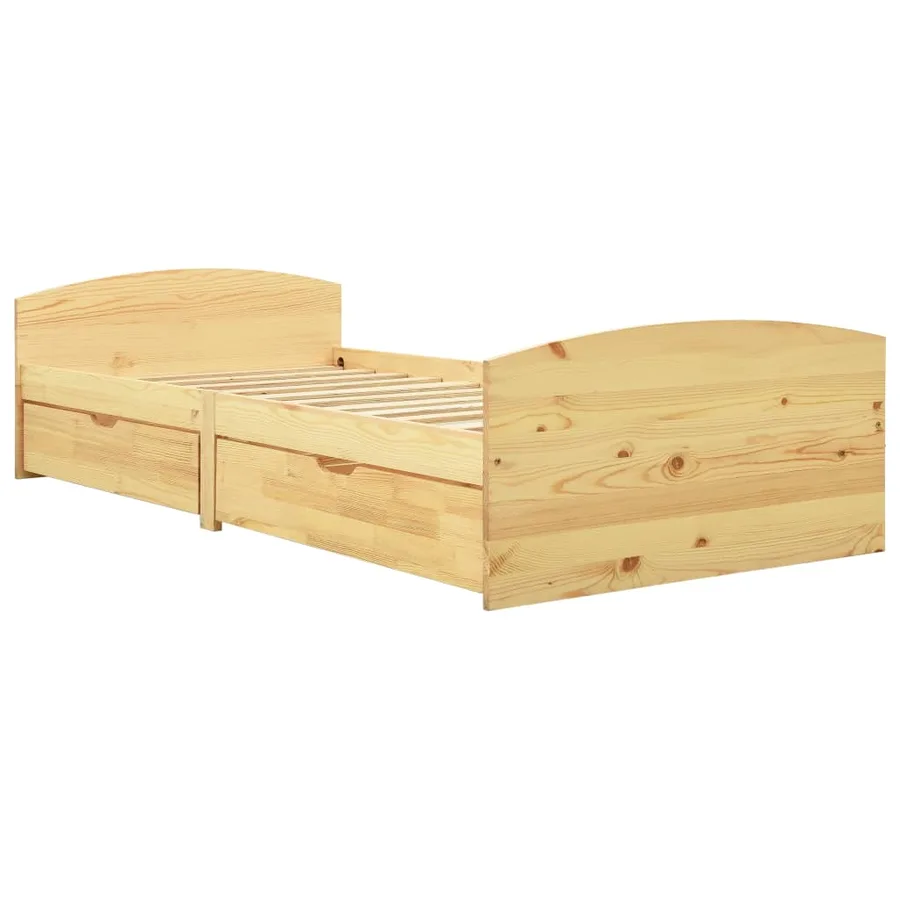 Cadre de lit avec 2 tiroirs bois de pin massif 90x200 cm - 2