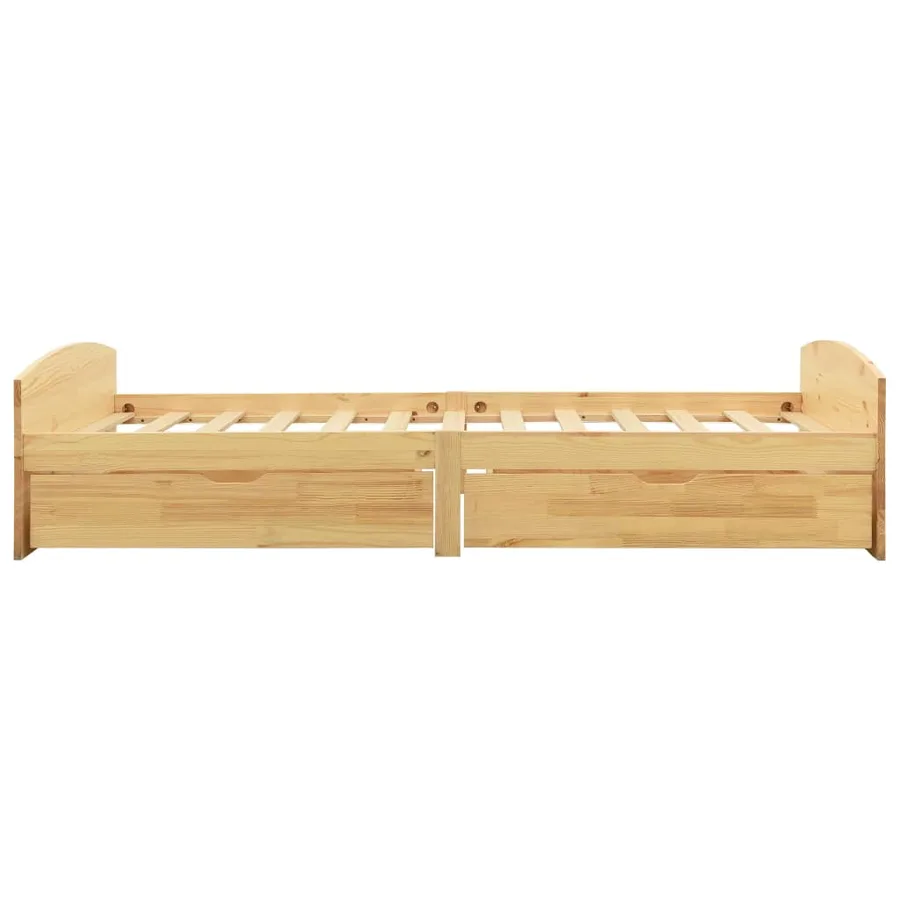 Cadre de lit avec 2 tiroirs bois de pin massif 90x200 cm - 4
