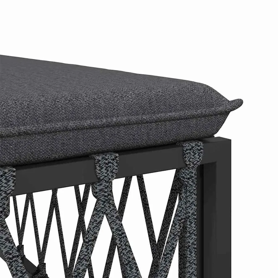 Canapé d'angle de jardin avec coussins anthracite tissu tissé - 6