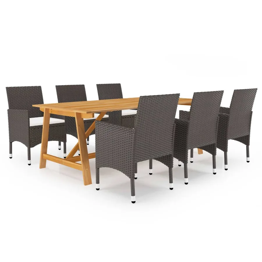 Ensemble à manger de jardin 7 pcs Marron