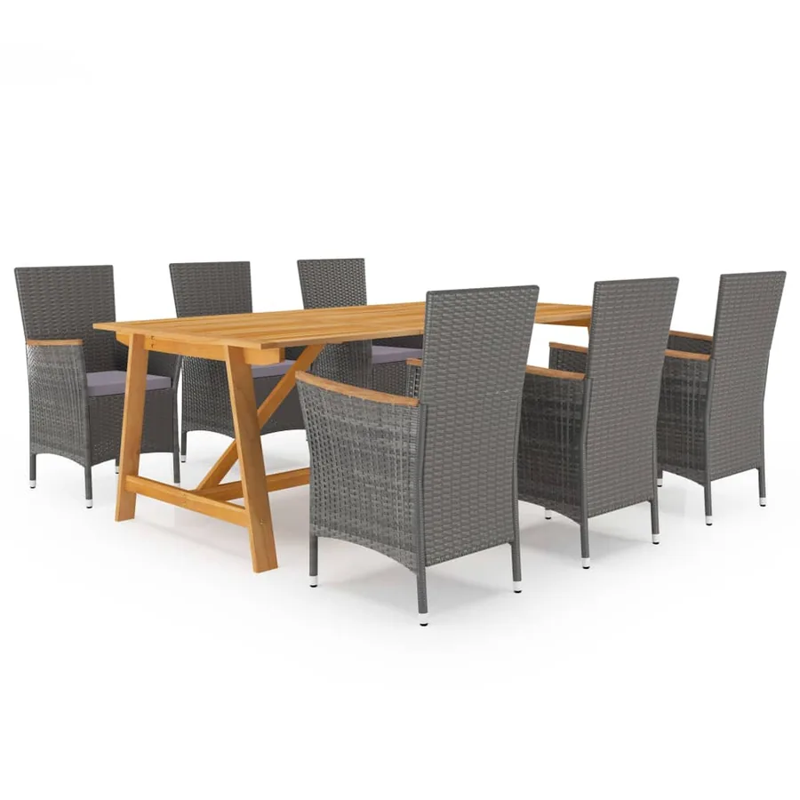 Ensemble à manger de jardin 7 pcs Gris