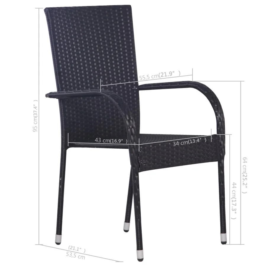 Ensemble à manger de jardin 7 pcs Noir - 12