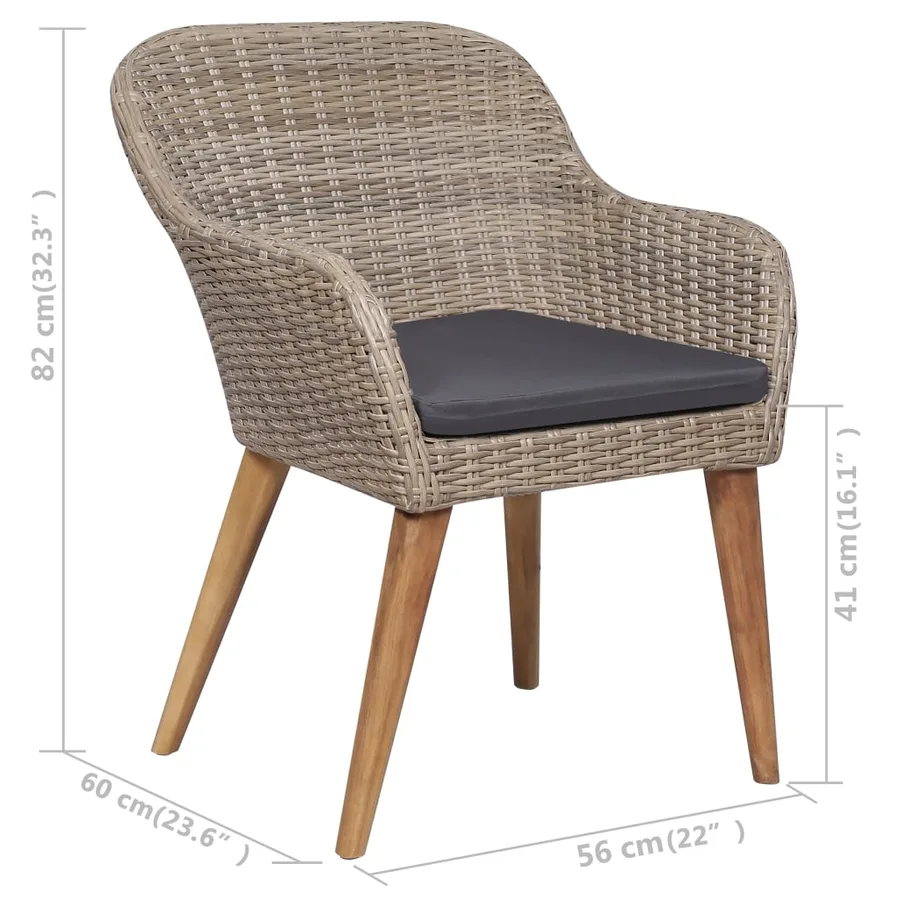 Ensemble à manger de jardin 7 pcs Marron - 11