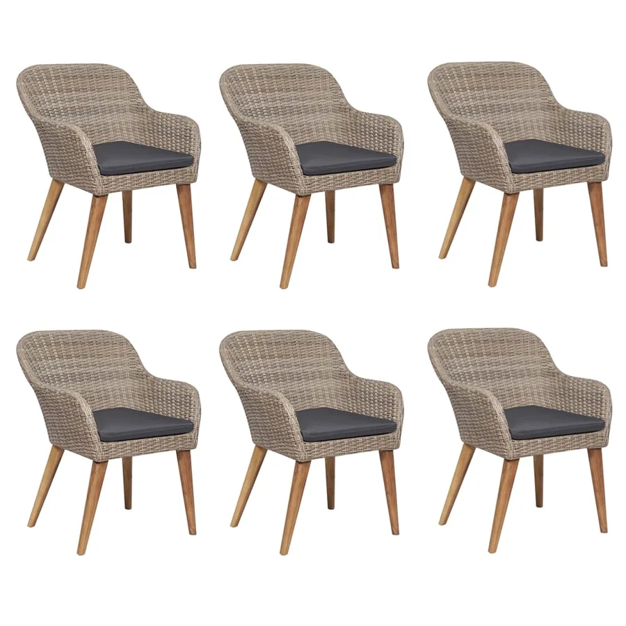 Ensemble à manger de jardin 7 pcs Marron - 2