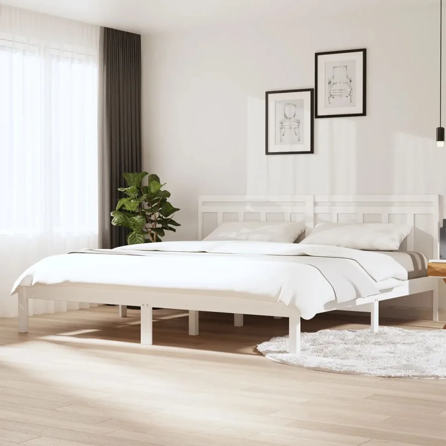 Cadre de lit sans matelas blanc bois massif