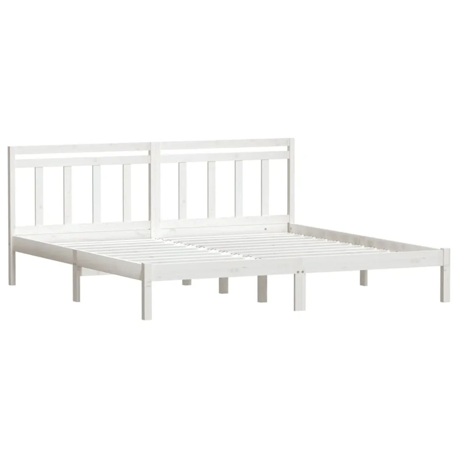 Cadre de lit sans matelas blanc bois massif - 3