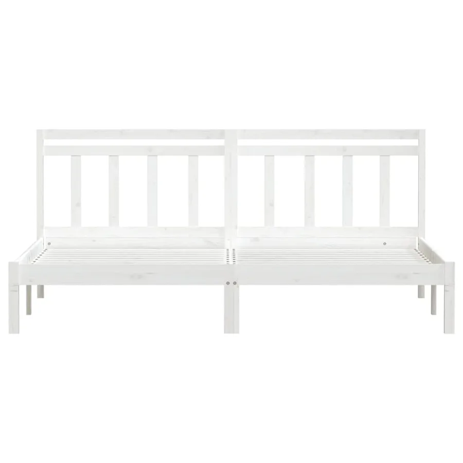 Cadre de lit sans matelas blanc bois massif - 4