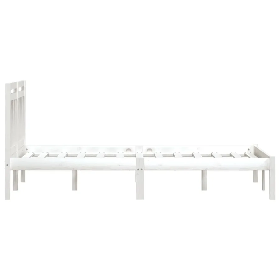 Cadre de lit sans matelas blanc bois massif - 5