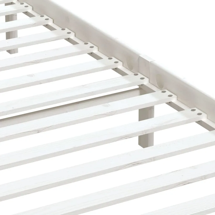 Cadre de lit sans matelas blanc bois massif - 6