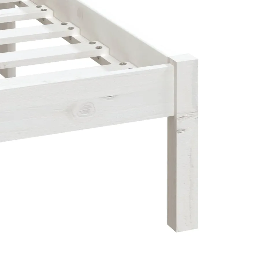 Cadre de lit sans matelas blanc bois massif - 7