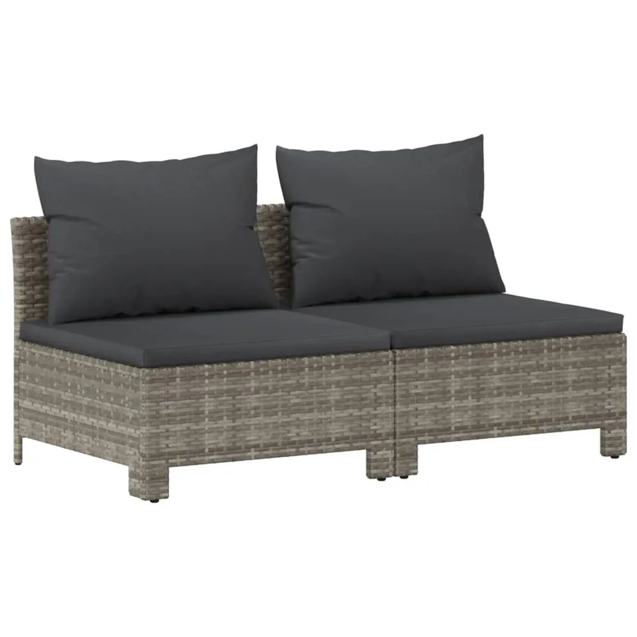 Salon de jardin 8 pcs avec coussins Gris Résine tressée - 6