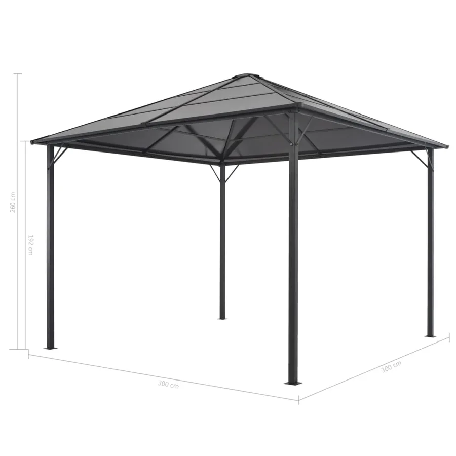 Tonnelle avec rideau Aluminium 3x3 m Noir - 7