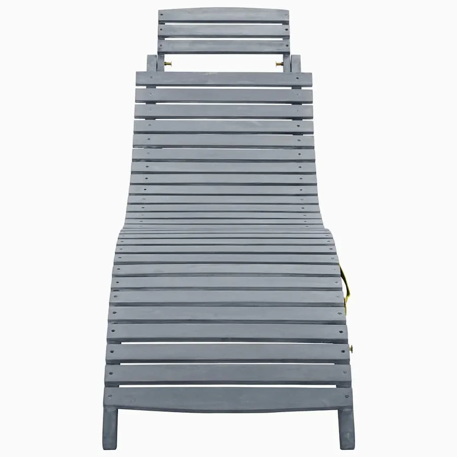 Chaise longue avec coussin Gris Bois d'acacia solide - 3