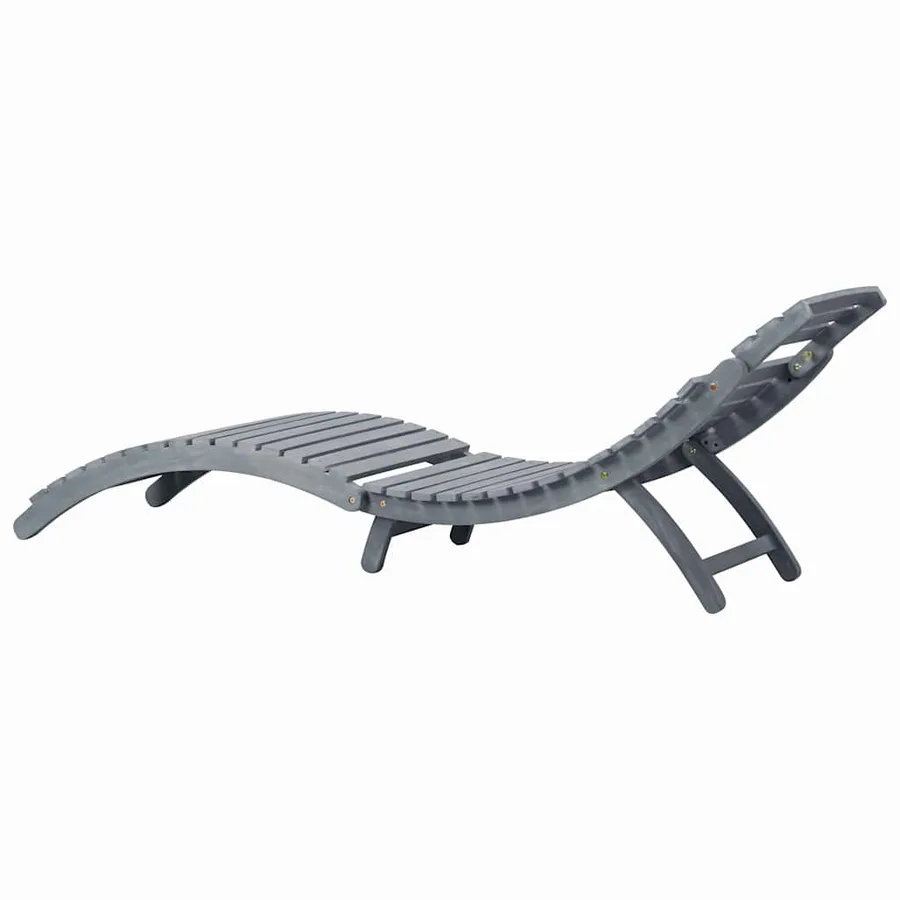 Chaise longue avec coussin Gris Bois d'acacia solide - 5