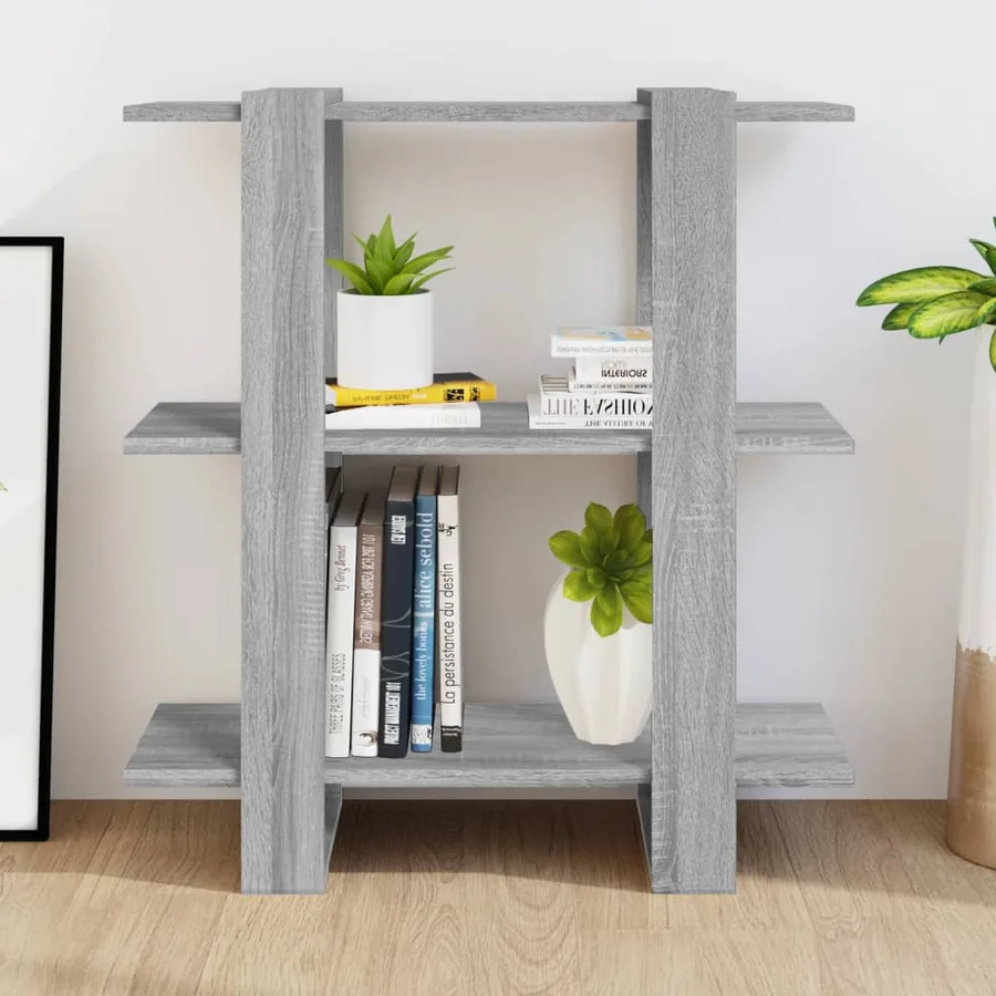 Bibliothèque/Séparateur de pièce sonoma gris 80x30x87 cm - 3