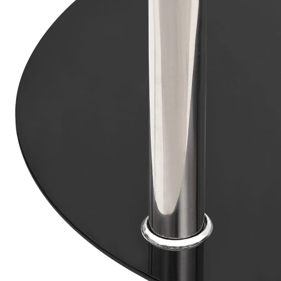 Table d'appoint 2 niveaux Transparent et noir 38cm Verre trempé - 4