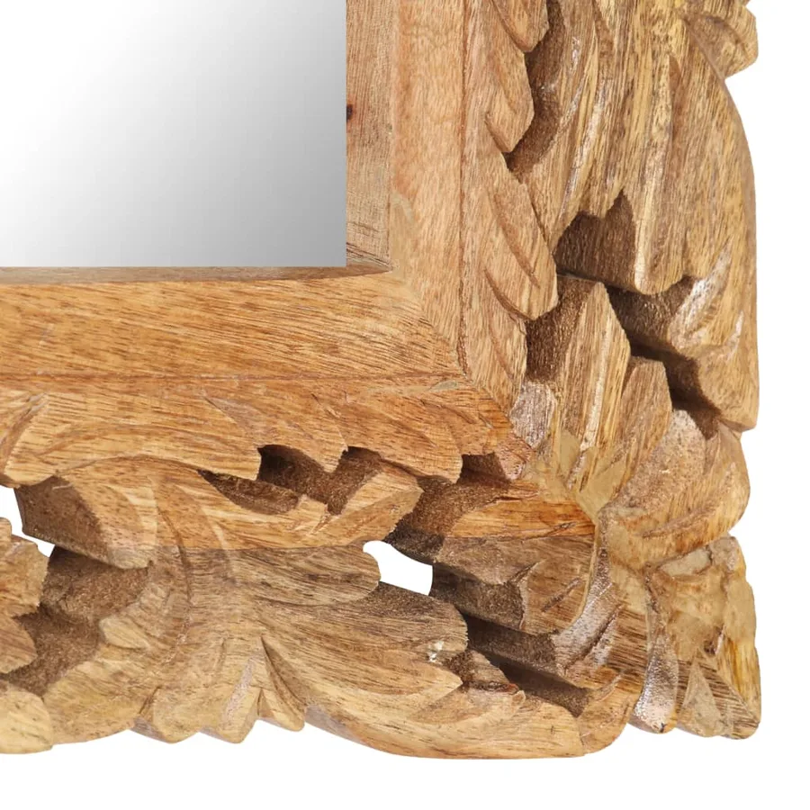 Miroir sculpté à la main Marron 80x50cm Bois de manguier massif - 4