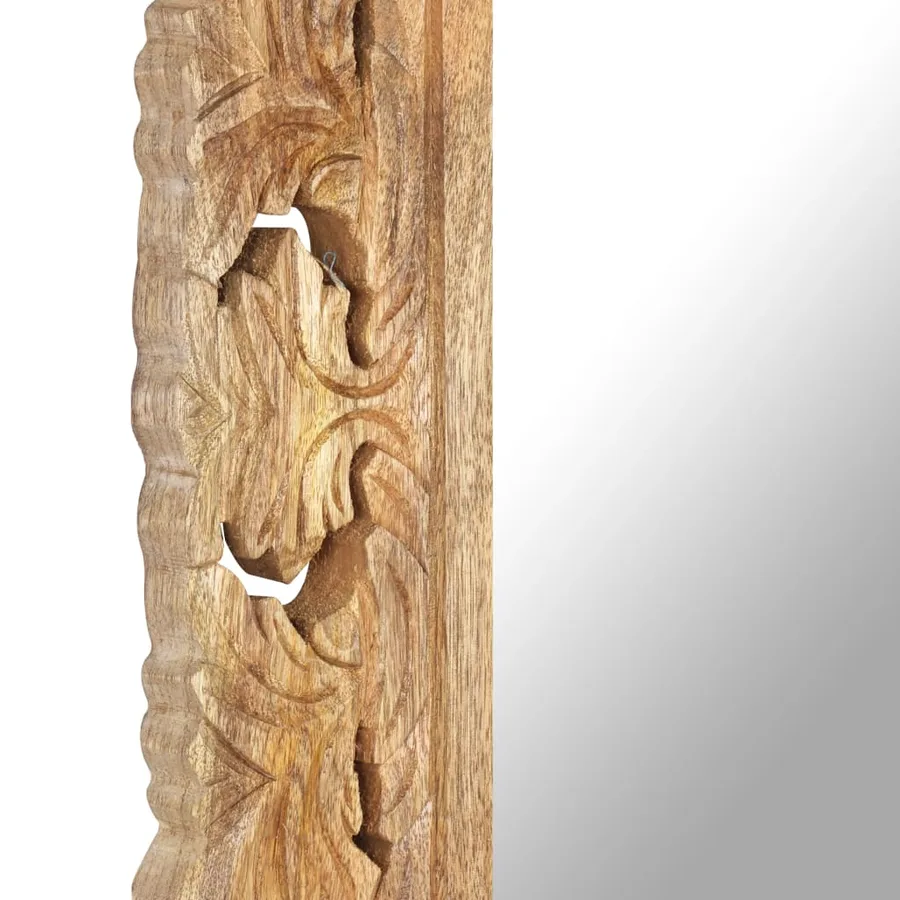 Miroir sculpté à la main Marron 80x50cm Bois de manguier massif - 5