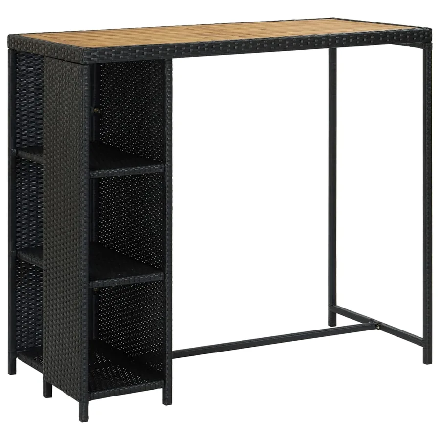 Ensemble de bar de jardin 5 pcs et coussins Résine tressée Noir - 2