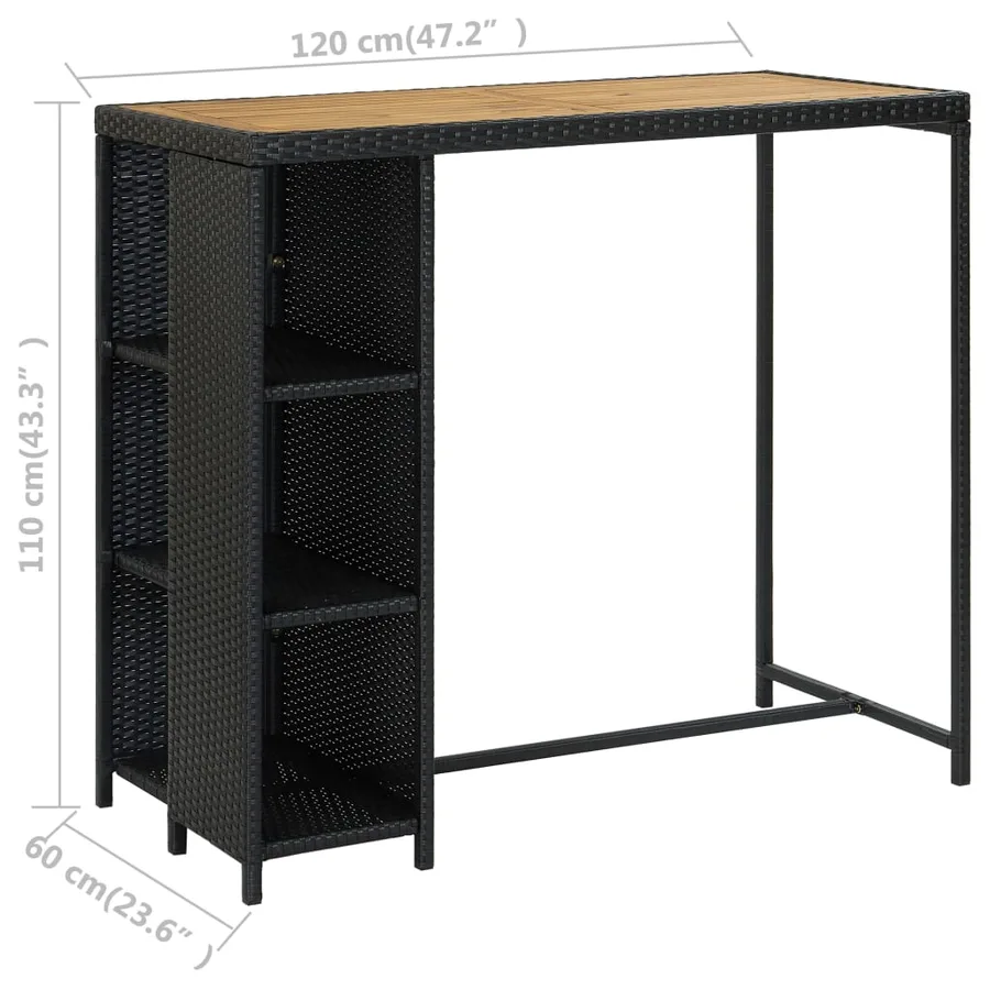 Ensemble de bar de jardin 5 pcs et coussins Résine tressée Noir - 8