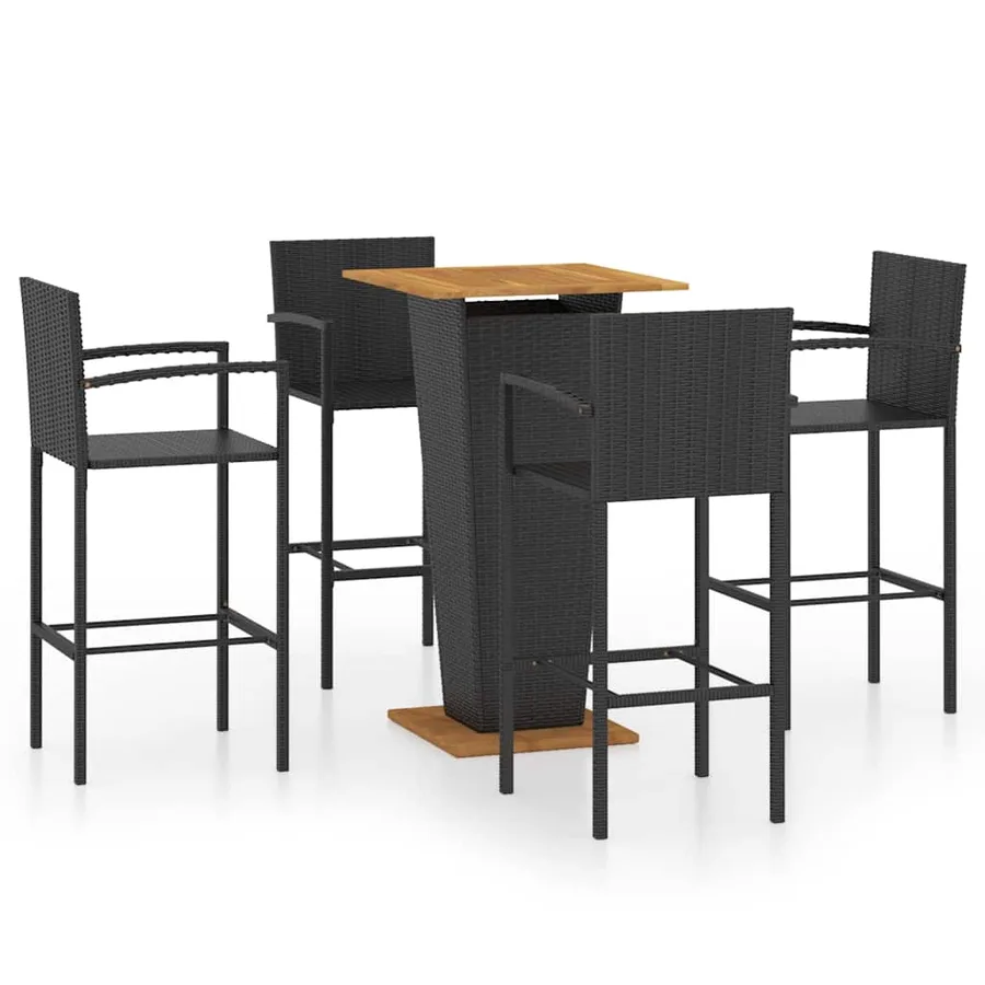 Ensemble de bar de jardin 5 pcs Noir - 2