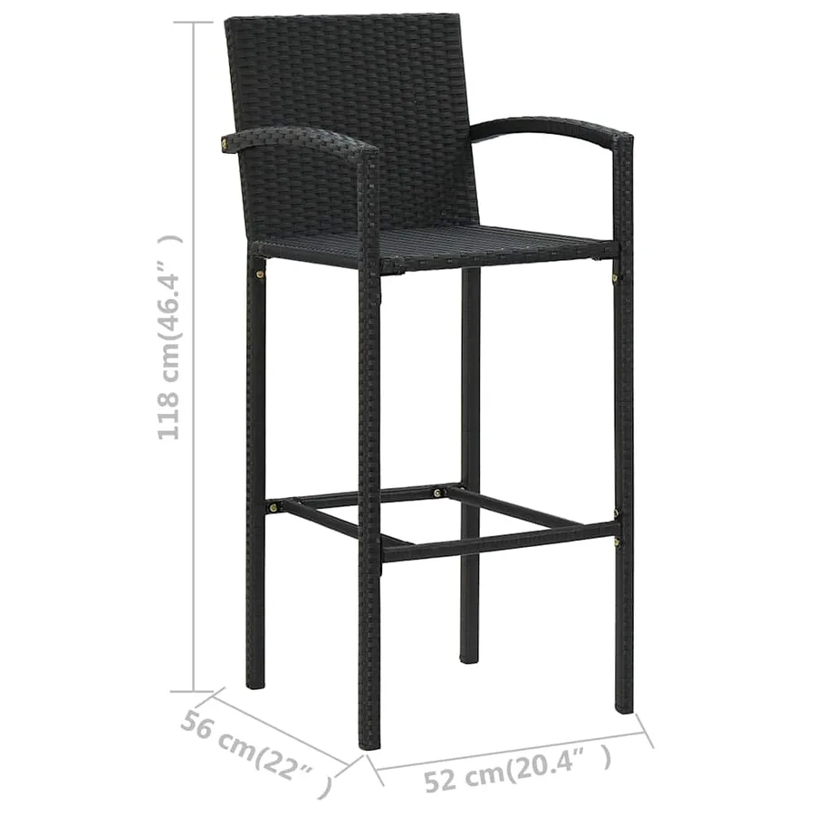 Ensemble de bar de jardin 5 pcs Noir - 8
