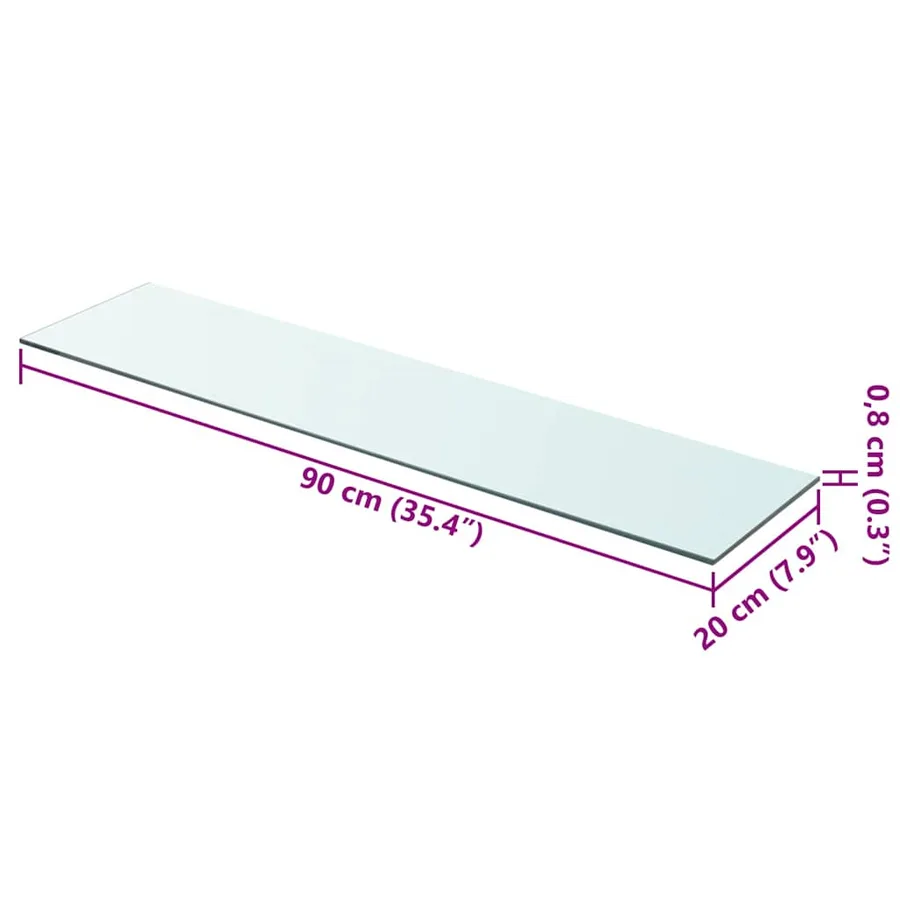 Panneau pour étagère Verre transparent 90 x 20 cm - 3