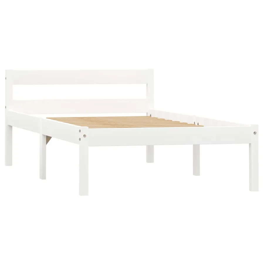 Cadre de lit sans matelas blanc bois de pin massif 90x200 cm - 2