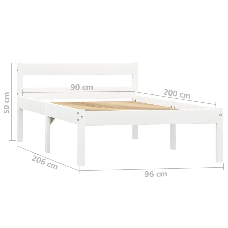 Cadre de lit sans matelas blanc bois de pin massif 90x200 cm - 7
