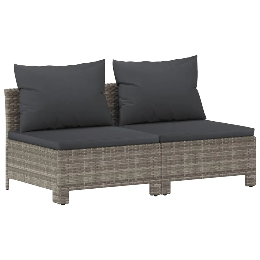 Salon de jardin 8 pcs avec coussins Gris Résine tressée - 6