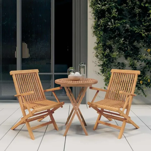Ensemble à manger de jardin 3 pcs Bois de teck massif